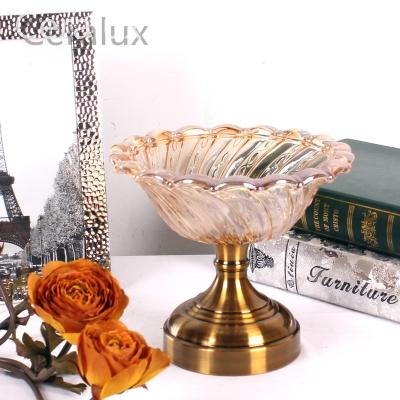 China Wholesale Multifunctional European MIDDLE EAST style fruit dishes with high foot luxury glass fruit bowls for hotel villa decoration for sale