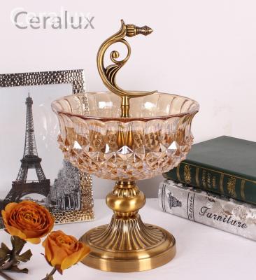 China Custom Modern Glass Metal MIDDLE EAST Plant Fruit Candy Dry Dish Bowl For Table Decoration for sale