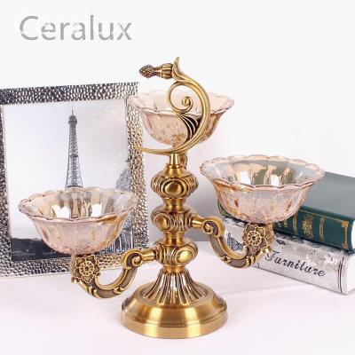 China Wholesale Multifunctional European MIDDLE EAST style fruit dishes with high foot luxury glass fruit bowls for hotel villa decoration for sale