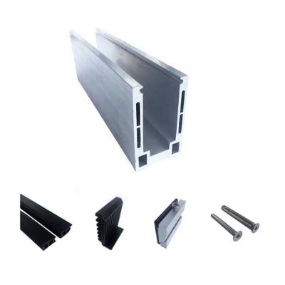 China Modern Kinds Of Glass Clamp Aluminum Floor U Channel For Glass Balustrade 8-12 Mm Thickness for sale