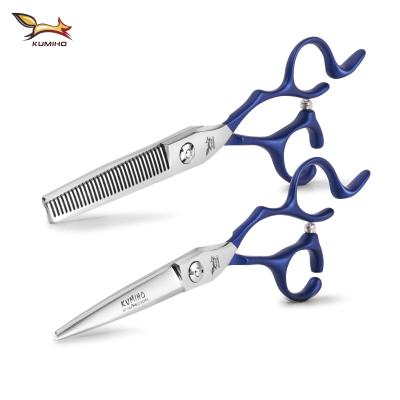 중국 2019 New Arrival LSYJ-60 Handle Hair Scissors Blue Special Design Chinese Hairdresser 440c Scissors Cutting Scissors 판매용