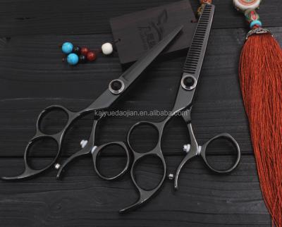 China Barber Hair Scissor Swivel Black Left Handed Thinning Hair Scissors Cutting Scissors for Stylist Hairdressers Tools for sale