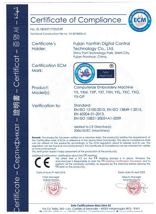 CE - Fujian Yonthin Digital Control Technology Co., Ltd.