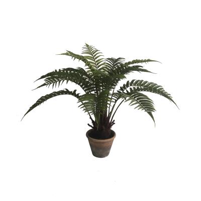 China Eco-Friendly Admired By Nature 21 Leaf And 32 Leaf White Cement Around Potted Artificial Greenery Boston Fern Bush Dark Green for sale