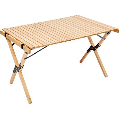 China Hot Sale Outdoor Popular Floor Modern Folding Camping Table Wood Roll Up Nature Table Easy To Foldable Camping Table for sale