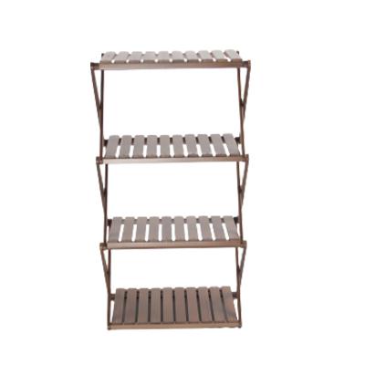 China Multifunctional Portablethree-row Folding Picnic Camping Shelf Viable Outdoor Wooden Storage Shelf for sale