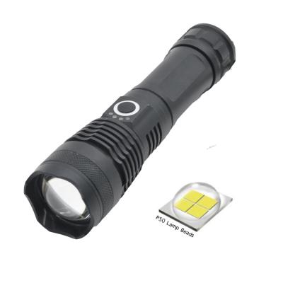 China Zoomable Clover P50 Super Bright 1000 Lumens LED Aluminum Tactical Torch, Waterproof Rechargeable Zoomable Torch USB LED Flashlight for sale