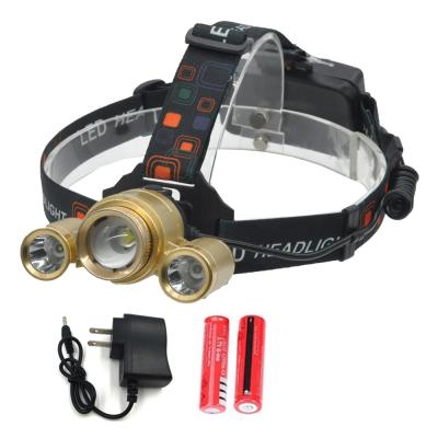 China Outdoor Camping Waterproof LED Head Lamp 3LED Rechargeable Headlight for sale