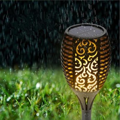 China Push Button Switch + Solar Collector Clover Flame Solar Lamp Outdoor Waterproof Landscape Led Solar Garden Light for sale