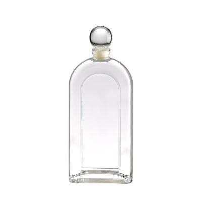 China Wish Free Sample 100ml 375ml 500ml 750ml Glass Bottles Liquor Gin Whiskey Vodka Spirits Glass Empty Bottle With Cork Lid for sale