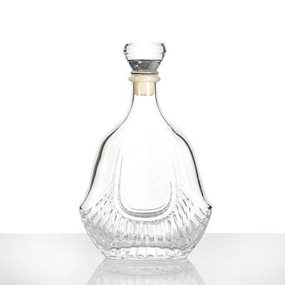 China Wishing 200ml 375ml 500ml 750ml 1000ml Clear Round Empty Flint Glass Wine Whiskey Vodka Tequila Bottle With Cork Lid Sealed for sale