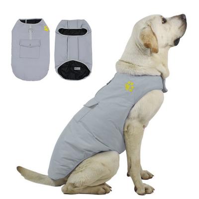 China Viable double side can wear dog clothes in autumn and winter, large dog waterproof cotton warm reflective coat pet clothes supplies for sale