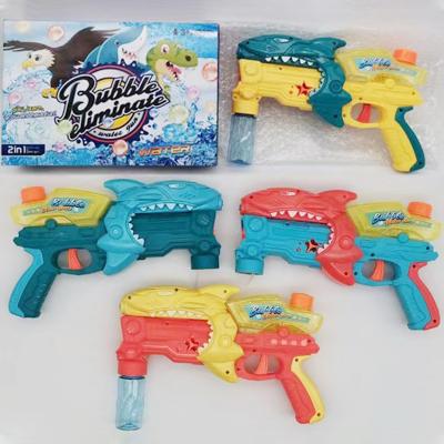 China Electronic Toy 2 In 1 Friction Multifunctional Bubbles Shooting Gun Kids Gift Toy Bubble Water Guns Outdoor Game For Children for sale