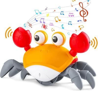 China Plastic Crawling Baby Crab Toy Walking Crab Toddler Toys with Music and LED Light Up Interactive Toy for Kids Babies for sale