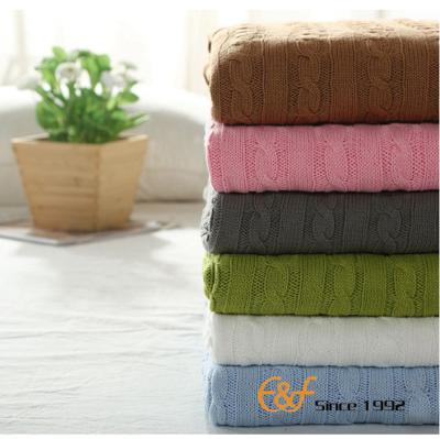 China Anti-pilling 100% Cotton Knitted Throw Blanket 2017 Cable Quality Best Selling Very Warm Hot for sale