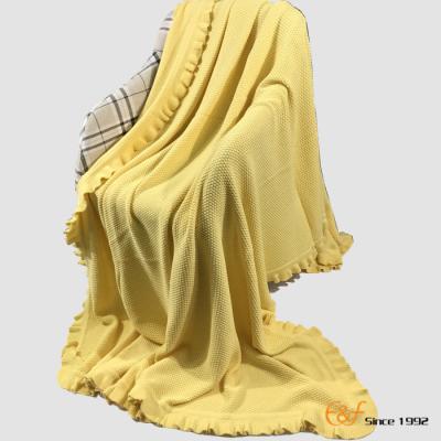 China Anti-pilling new design high quality cotton knitted soft blanket throw best price blanket in China for sale