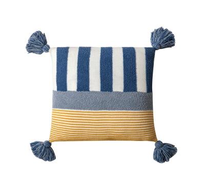 China Anti-Static Knit Decorative Tile Cases Pillow Cushion Cover Set With Pompoms Tassels For Home Sofa Couch Bed for sale