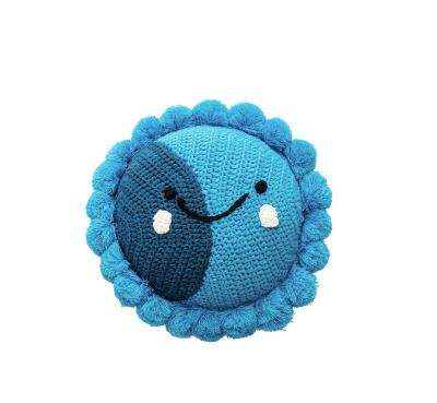 China 2020 New Style Viable Blue Cute Home Decor Throw Cushion Cover Knitted Pillow For Kids Room for sale