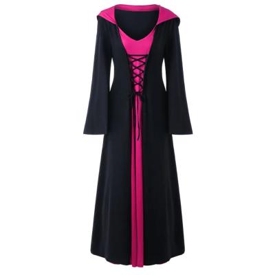 China 2021 Plus Size Hot Hooded Hooded Lace Up Dress Halloween Costumes Polyester 2021 Holiday Loose Skirt In Stock for sale