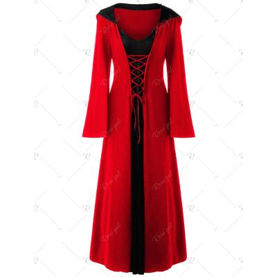 China 2021 Plus Size Hot Hooded Hooded Lace Up Dress Halloween Costumes Polyester 2021 Holiday Loose Skirt In Stock for sale