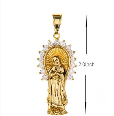 China 2021 New 14k Gold Charm Jewelry Guadalupe Religious Pendant Religious Men And Women Jewelry for sale