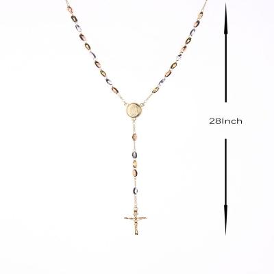 China Hot Sale Religious Virgin Mary 14k Custom Gold Plated Necklace Catholic Cross Pendant Necklace for sale