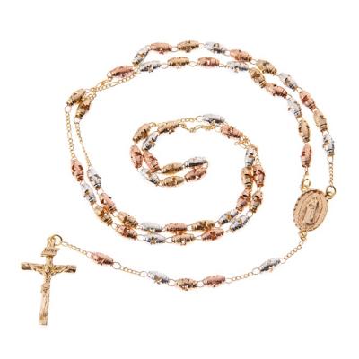 China 2021 Hot Selling Unisex Jewelry Religious Rosario Gift Necklace Rosary Guadalupe 14k Gold Religious Cross for sale