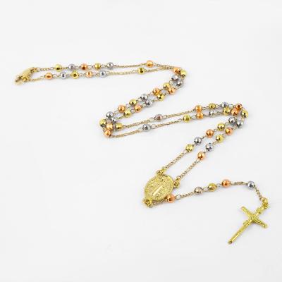 China Fashion Reigion Style Religious Gold Plated Color Rosary Gifts Long Chain Pendant Necklace for sale