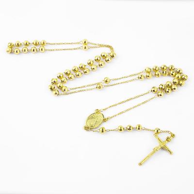 China Wholesale Religious Sterling Silver Gold Plated Rosary Long Chain Necklace for sale