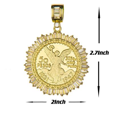 China 14K Religious Gold Plated Coin Mexico Pendant Religious 50 Pesos Coin for sale