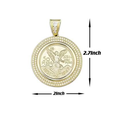 China Religious Independent Mexico 50 Cent Pesos COINS Large Rectangular Zircon Pendant for sale