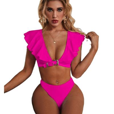 China Summer Breathable Clothes For Women Split Two Piece Stretch Women Swimwear Bikini Ruffles for sale