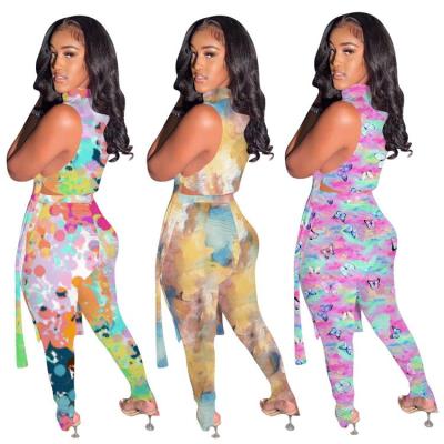 China Clothing Vendor Summer Tie Anti-Static Dye Set Women's Two Piece Lounge Set for sale