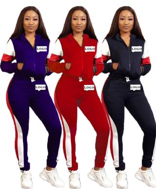 China 2021 QUICK DRY new Ms. Spring girl's fashion sportswear long suit two-piece design loungewear Custom Logo ladies set suits for sale