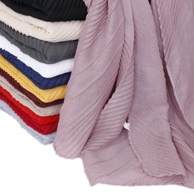 China Promotional Spring and Autumn FENNYSUN 80*180 Long Crinkle Solid Color Monochrome Head Yarn Turkish Tudung Cotton Lucrury White Scarf for sale