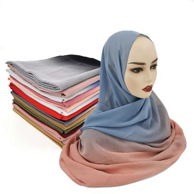 China FENNYSUN Nation Two Color Promotional Pure Hand Painted Long Gradient Retro 70*175 Other Women Shawl Chiffon Instant Hijab Scarf for sale