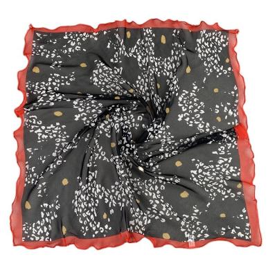 China 2020 FENNYSUN 60x60 Small Square Polyester Leopard Dot Floral Minimalism China Cheap Women's Promotional Silk Scarves Fashion Lap Scarf for sale