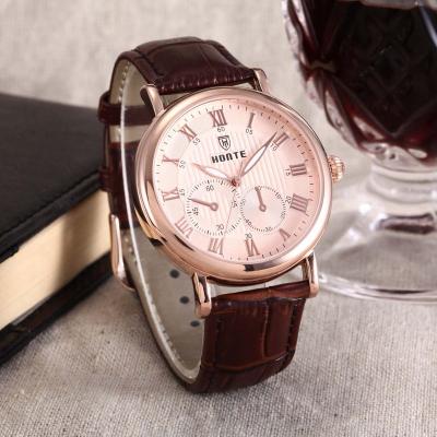 China Hot Selling Full Luxury Multifunctional Leather Strap Calendar Man Fashion Sports Quartz Waterproof Watch for sale