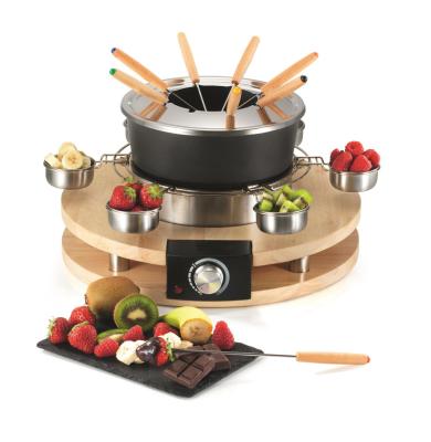 China Viable Wooden Electric Fondue Chocolate Cheese Crucible for sale