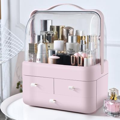 China Large Modern Plastic Portable Custom Makeup Organizer Beauty Storage Box Cosmetic Skin Care Case With Handle for sale