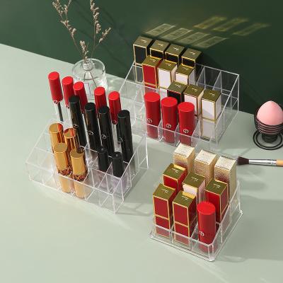 China Counter Modern Clear Acrylic Lip Balm Display Boxes Stand Up Case Lipstick Holder Organizer For Storing Cosmetics for sale