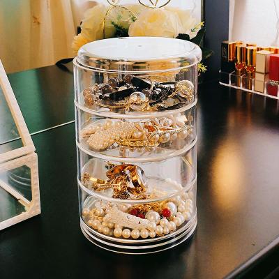 China Modern multi-functional clear exquisite multi-layer cute earrings storage container jewelry necklace dustproof box for sale