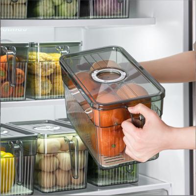 China Fresh Keep Kitchen Pantry Fridge Organizer Bins Egg Food Box Fridge Plastic Stackable Clear Storage Containers for sale