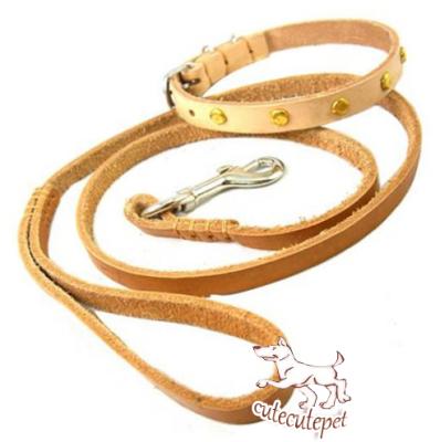 China soft leather dog leash for small dogs with collar for sale