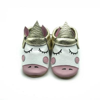 China Unicorn Shoes Boys Girls Handmade Soft Soles First Walker Crib Shoes Waterproof Baby Moccasin for sale