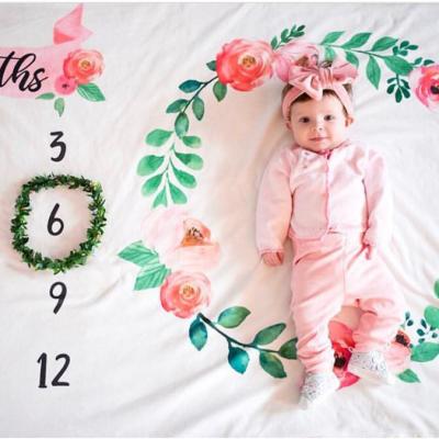 China Hot Selling Infant Baby Monthly Flannel Milestone Blanket Anti-pilling Photography Props Blanket for Boys and Girls China Manufacturer for sale