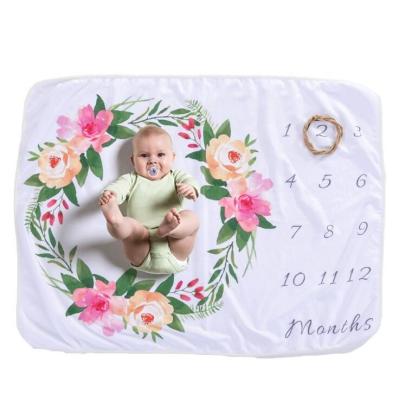 China Wholesale Style Baby Photography American Milestone Monthly Blanket Props Muslin Factory OEM Flannel Fleece Baby Wrap Covering for sale