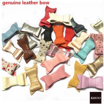 China 2.5 inch genuine leather - leather bow, leather hair accessories, leather bow clip for sale