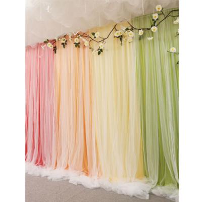 China Wedding Celebration Wedding Backdrop Curtain Double-Layer Ice Silk Gauze Romantic Wedding Backdrop Customized Decoration Stage for sale