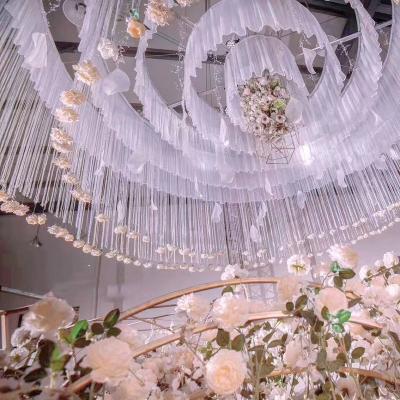 China White Decoration Wedding Romantic Wedding Ceiling Drapes Backdrop Ceiling Curtain Decoration For Ceremony Party Stage Decoration for sale